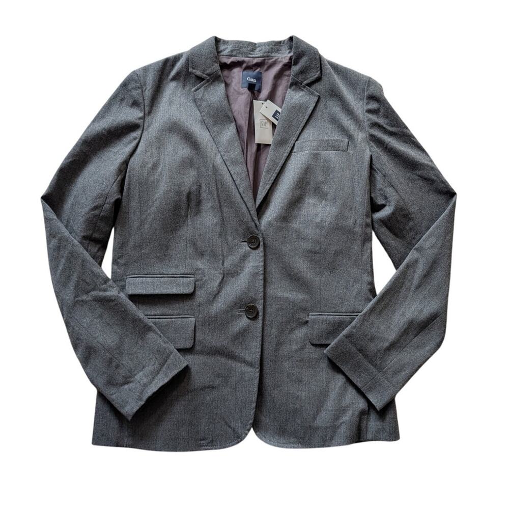GAP Classic 2 Button Women's Gray wool blend blazer, NWT, size 12